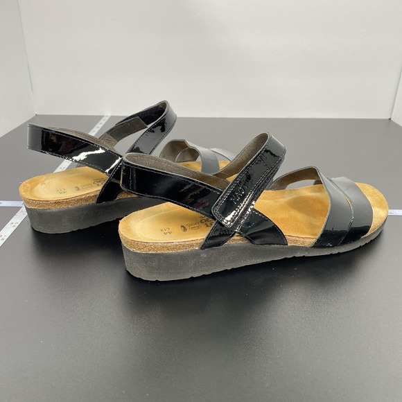 Naot Sandals Womens Size 13 44 Black Patent Leather Wedge Strappy Comfort Shoes - Picture 8 of 12
